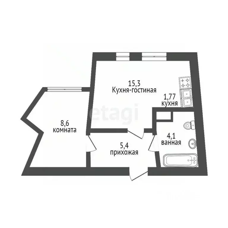 1-к кв. Санкт-Петербург бул. Александра Грина, 1 (33.4 м) - Фото 1