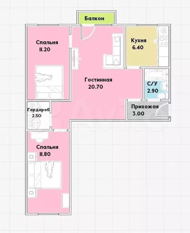 3-к. квартира, 63 м, 5/5 эт. - Фото 0