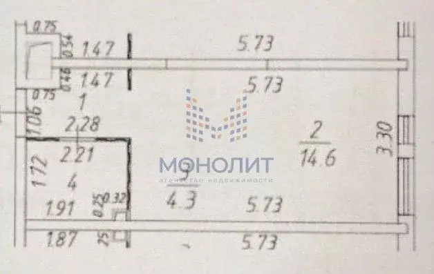 Студия Москва Новоостаповская ул., 16к1 (25.7 м) - Фото 2