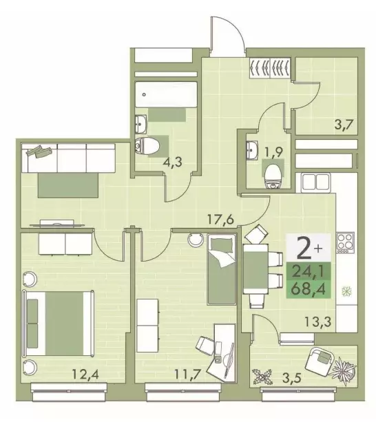 Продаётся 2-к квартира, 67.1 м - Фото 0