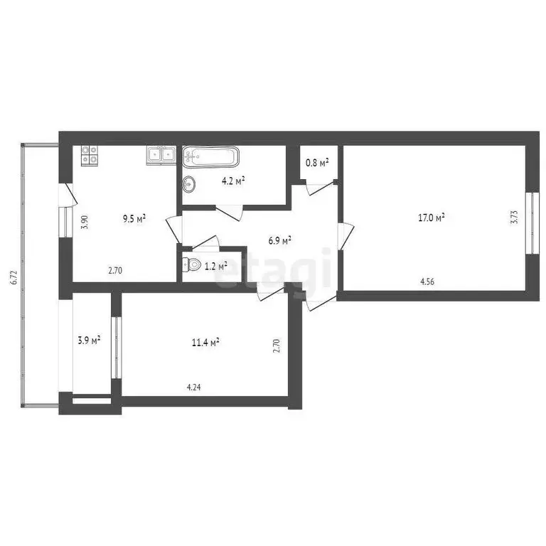 2-комнатная квартира: Севастополь, Средний проезд, 3 (55 м) - Фото 0