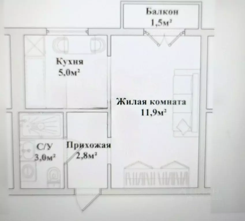 1-к кв. Калининградская область, Гурьевск ул. Байдукова, 1Л (23.0 м) - Фото 2