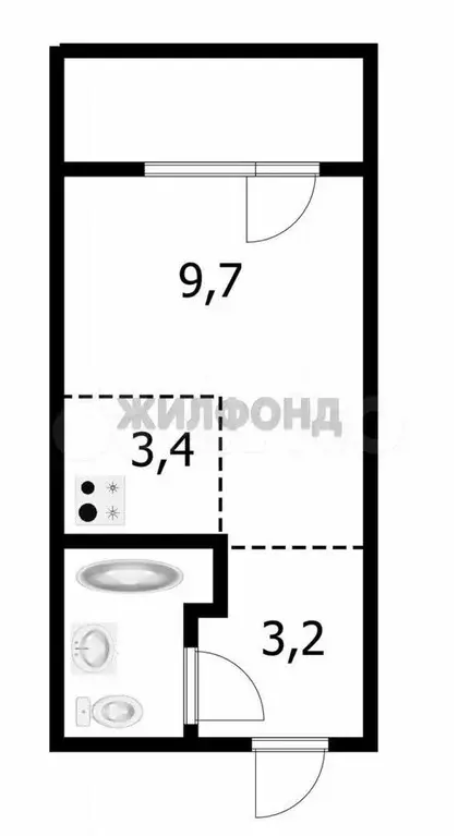 Квартира-студия, 19,2 м, 6/17 эт. - Фото 1