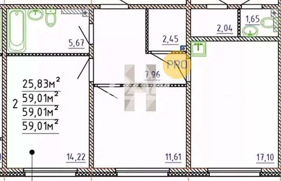 2-к кв. Челябинская область, Челябинск Университетская Набережная ул., ... - Фото 2