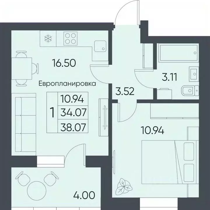 1-к кв. Саратовская область, Татищево рп  (38.07 м) - Фото 1