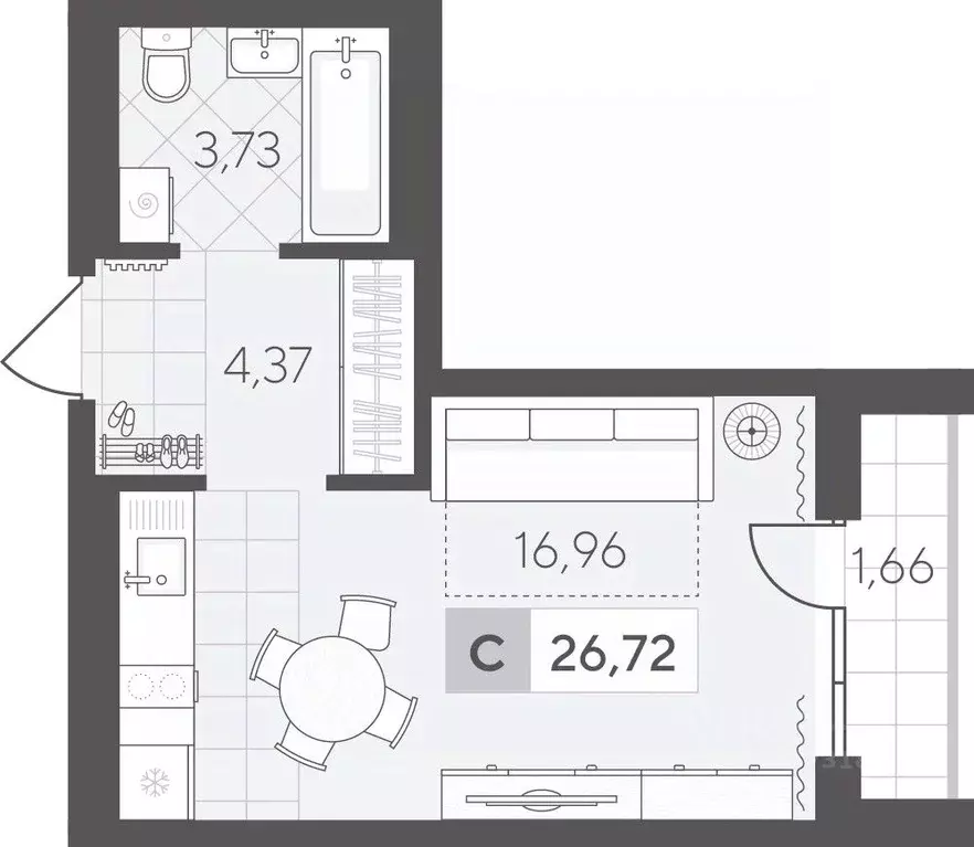 Студия Тюменская область, Тюмень Скандиа.Квартал в Комарово Парк жилой ... - Фото 1