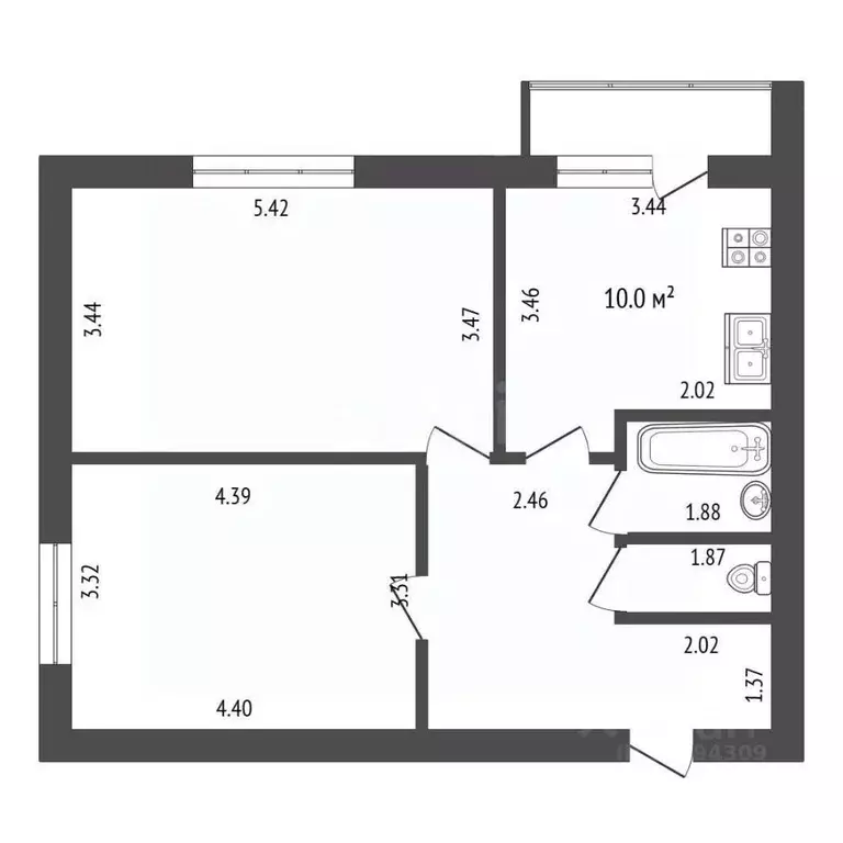 2-к кв. Мордовия, Саранск Мордовская ул., 35к192 (59.0 м) - Фото 0