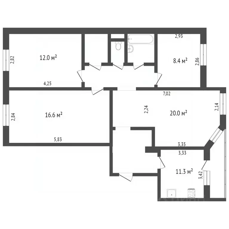 4-к кв. Ханты-Мансийский АО, Сургут Пролетарский просп., 1 (85.3 м) - Фото 2