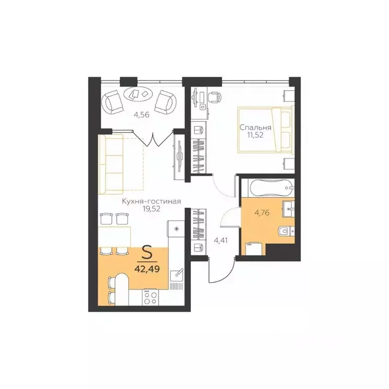 1-к кв. Тульская область, Тула городской округ, пос. Молодежный 10 ... - Фото 1