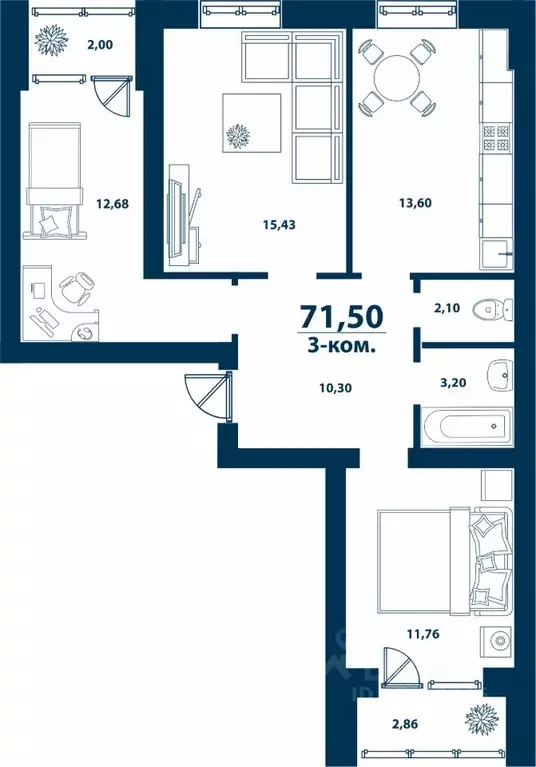 3-к кв. Башкортостан, Уфа городской округ, д. Ветошниково Город ... - Фото 1