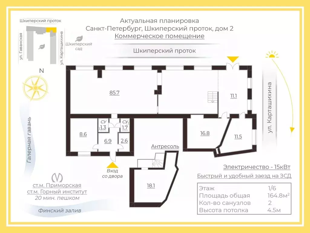 Помещение свободного назначения в Санкт-Петербург ул. Шкиперский ... - Фото 2