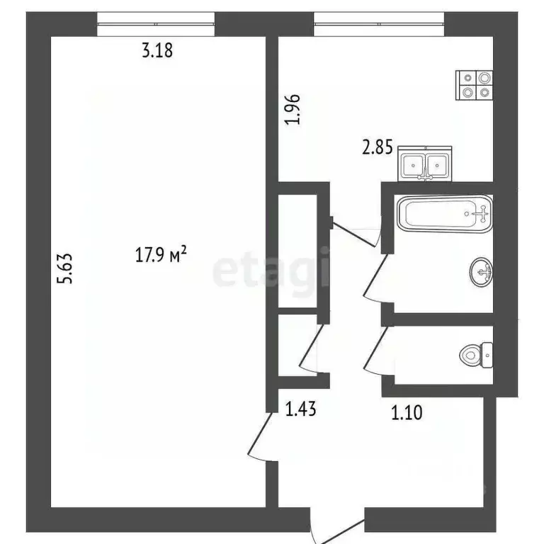 1-к кв. Санкт-Петербург Придорожная аллея, 5 (32.4 м) - Фото 1