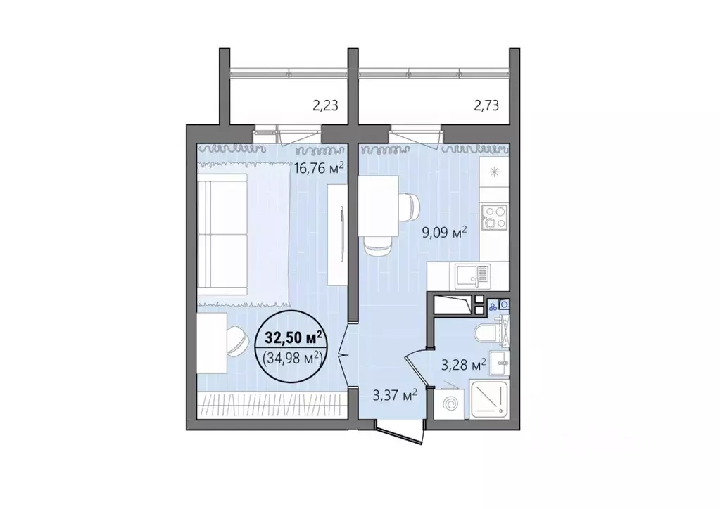 1-к кв. Челябинская область, Челябинск ул. Труда, 14 (37.78 м) - Фото 1