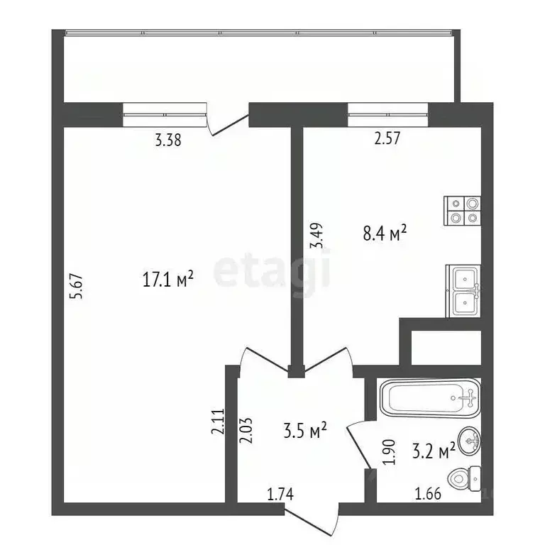 1-к кв. Ханты-Мансийский АО, Нягань 1-й мкр, 32 (32.2 м) - Фото 1