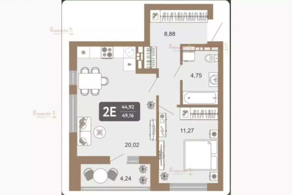 2-комнатная квартира: Екатеринбург, улица Академика Ландау, 32 (44 м) - Фото 0