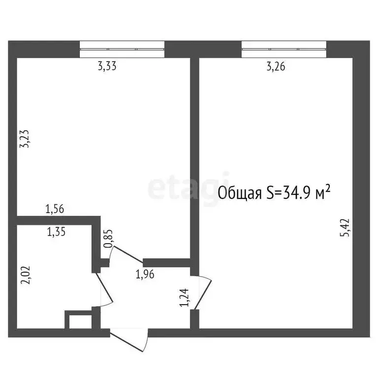 1-комнатная квартира: Кемерово, улица Нахимова, 30 (34.9 м) - Фото 0