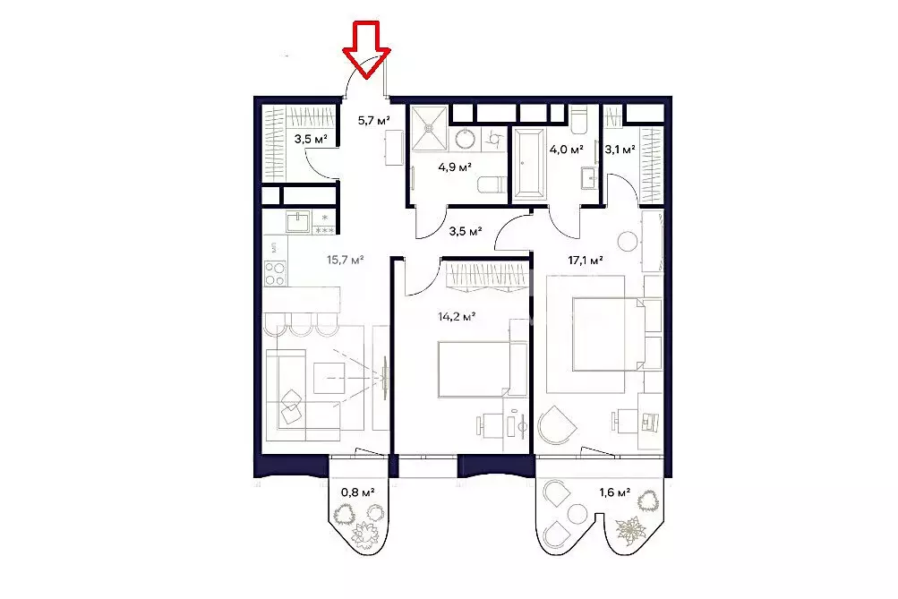 2-комнатная квартира: Москва, СВАО, район Ростокино, ЖК Союз, к1 (72 ... - Фото 1