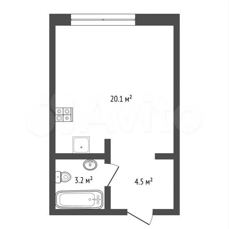 Квартира-студия, 27,7 м, 10/10 эт. - Фото 1