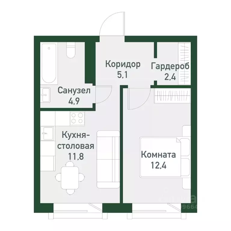 1-к кв. Челябинская область, Челябинский городской округ, пос. ... - Фото 1