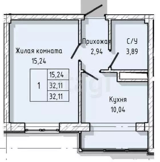 1-комнатная квартира: Нальчик, улица А.А. Кадырова, 2 (32.11 м) - Фото 0