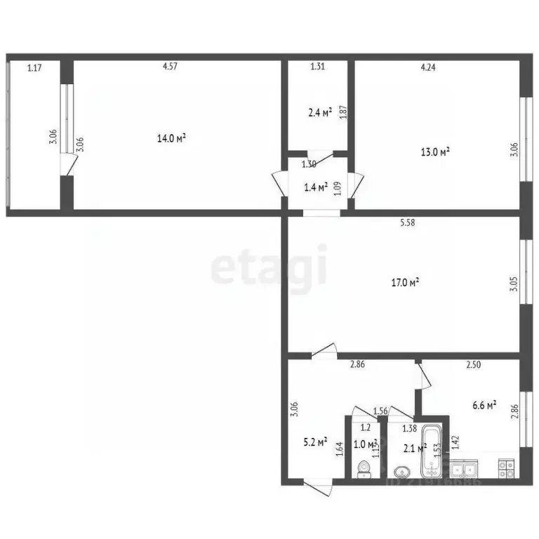 3-к кв. Калининградская область, Калининград Батальная ул., 77 (63.7 ... - Фото 1