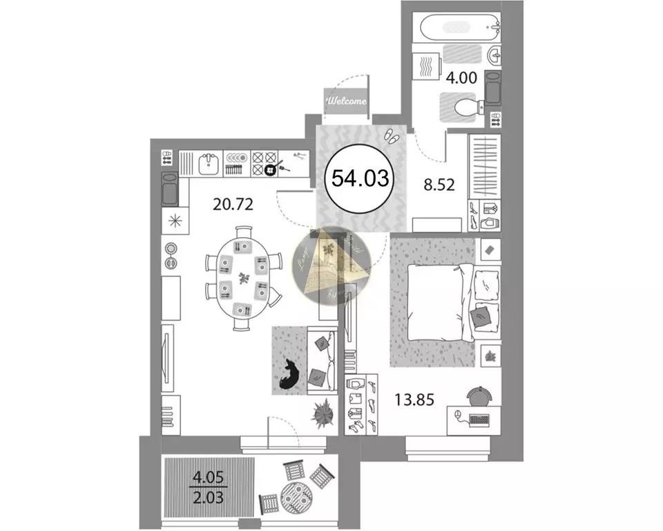 1-комнатная квартира: Санкт-Петербург, проспект Авиаконструкторов, 54 ... - Фото 0