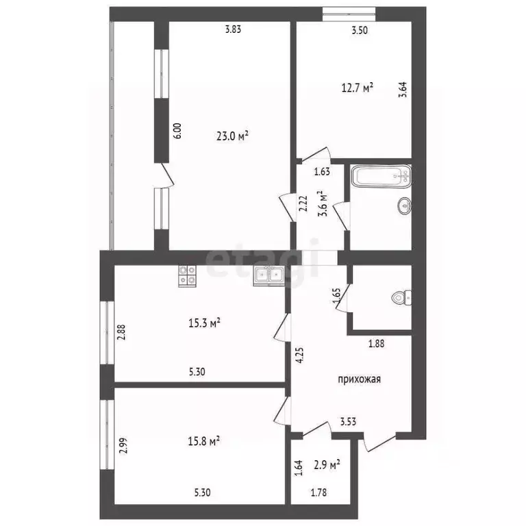 3-к кв. Тюменская область, Тюмень Олимпийская ул., 51 (105.0 м) - Фото 1