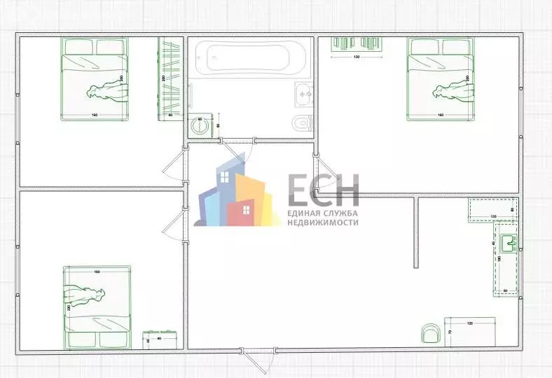 3-комнатная квартира: Тульская область, рабочий посёлок Новогуровский, ... - Фото 2