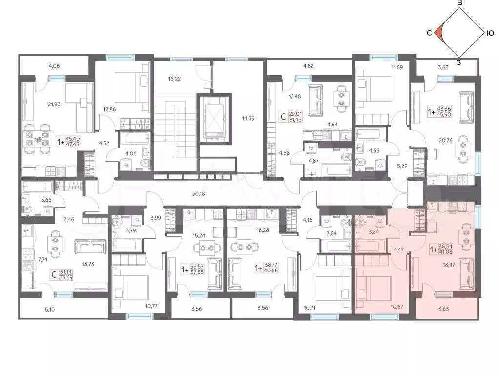 2-к. квартира, 41,1 м, 6/8 эт. - Фото 1