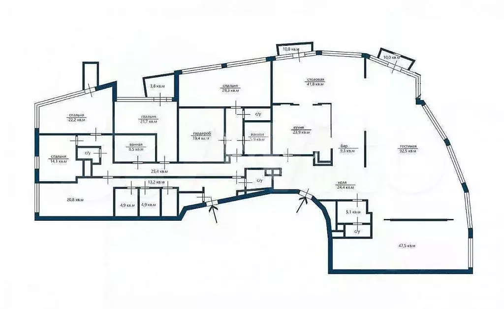 8-к. квартира, 457,5 м, 7/7 эт. - Фото 0