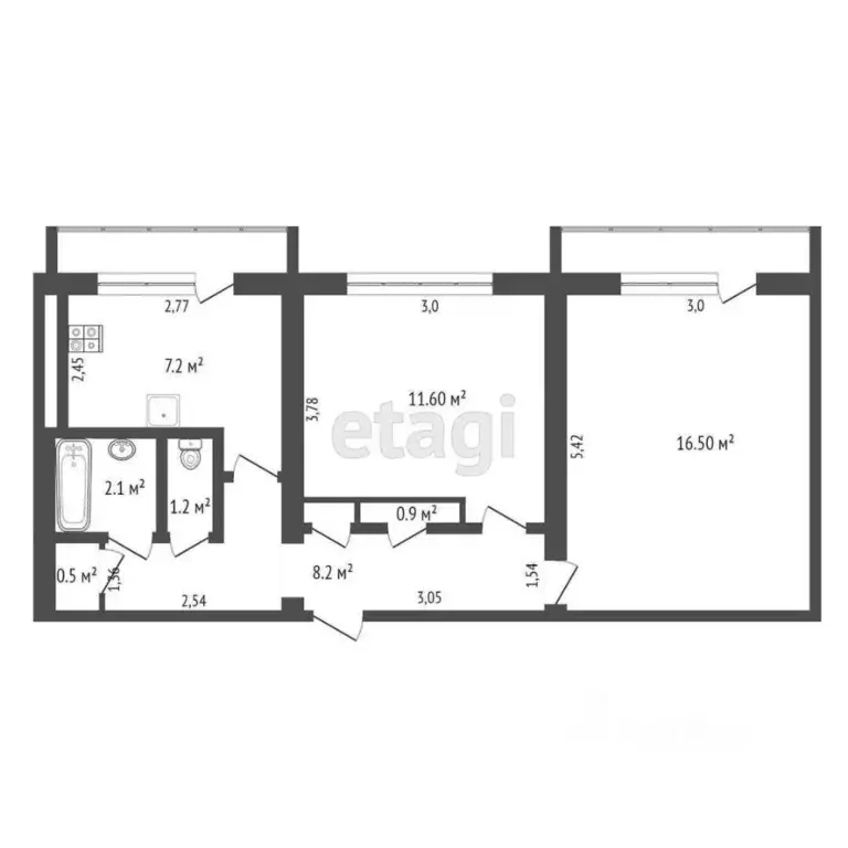 2-к кв. Калининградская область, Светлогорский городской округ, пос. ... - Фото 1