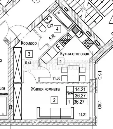 1-комнатная квартира: Смоленский муниципальный округ, деревня Ясенная, ... - Фото 0