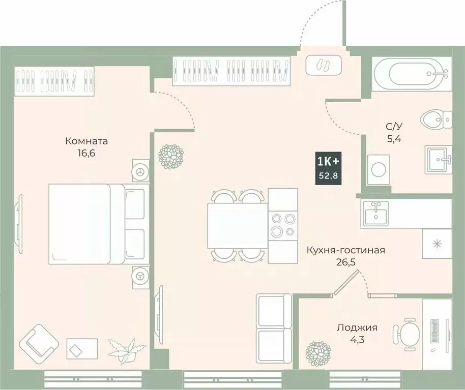 1-к кв. Курганская область, Курган Заозерный жилрайон, 6А мкр, ул. ... - Фото 1