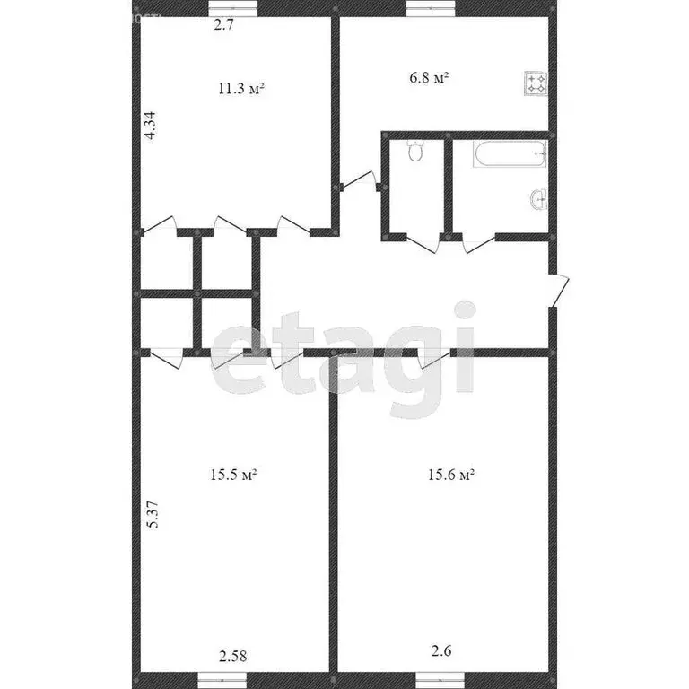 3-комнатная квартира: Тобольск, 4-й микрорайон, 8 (63 м) - Фото 0