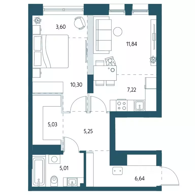 1-к кв. Хабаровский край, Хабаровск Адмирал жилой комплекс (53.09 м) - Фото 1