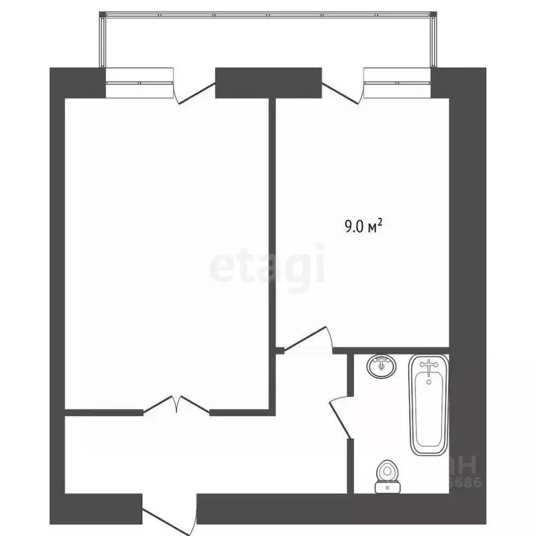1-к кв. Калининградская область, Калининград ул. Глинки, 1 (42.8 м) - Фото 2