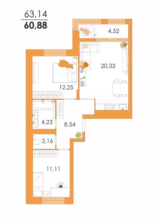 2-к кв. Тульская область, Тула городской округ, с. Осиновая Гора ул. ... - Фото 1