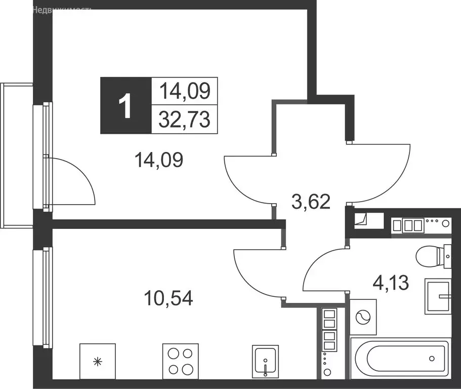 1-комнатная квартира: Ленинградская область, Гатчинский муниципальный ... - Фото 1