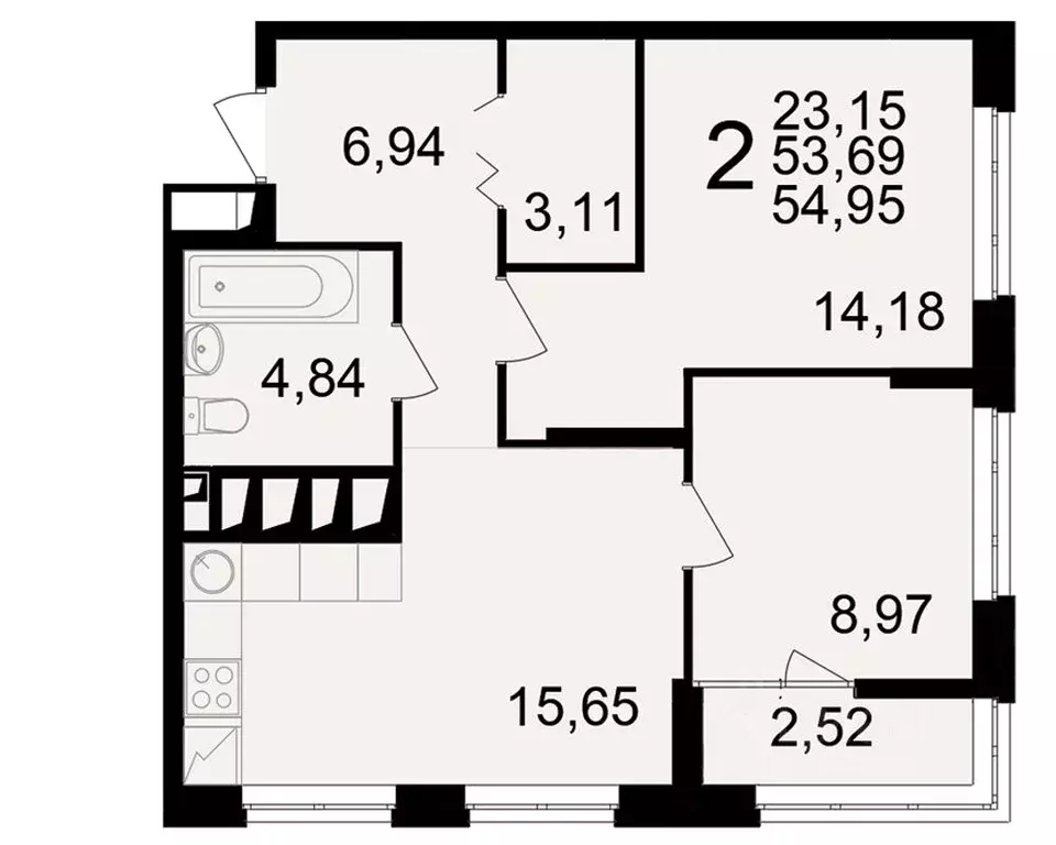 2-к кв. Рязанская область, Рязань ул. Чкалова (53.69 м) - Фото 0