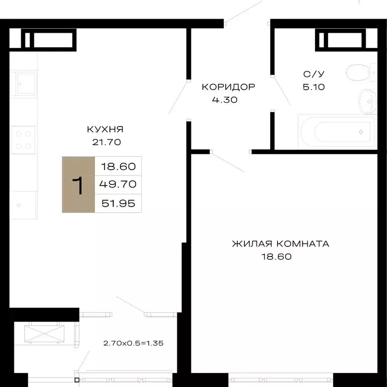 1-комнатная квартира: Краснодар, Школьный микрорайон, Школьная улица, ... - Фото 0