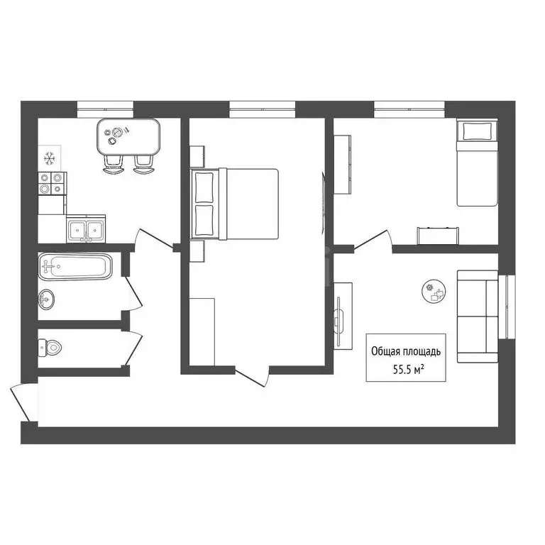 3-комнатная квартира: Обь, Геодезическая улица, 70 (55 м) - Фото 0