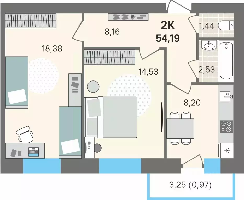 2-к кв. Пермский край, Пермский муниципальный округ, с. Култаево ул. ... - Фото 1