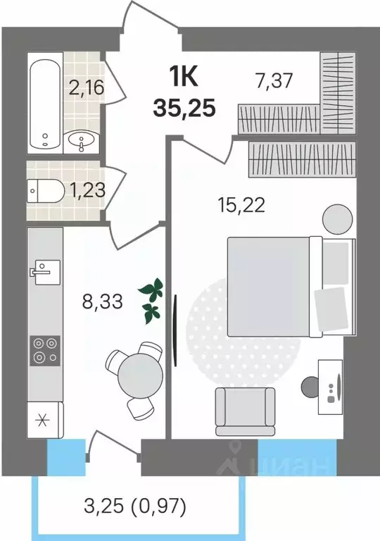 1-к кв. Пермский край, Пермский муниципальный округ, с. Култаево ул. ... - Фото 1