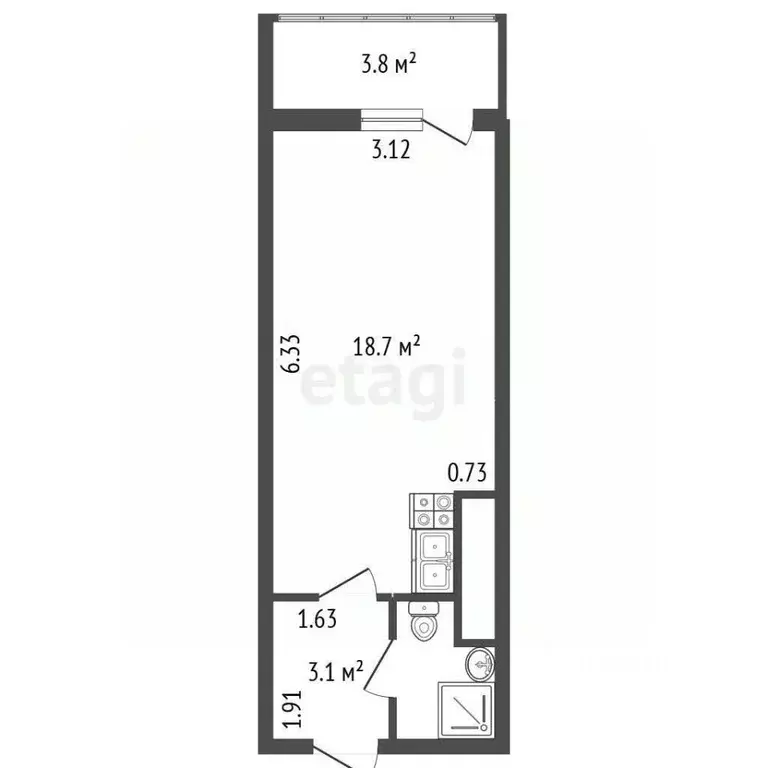 Студия Санкт-Петербург просп. Маршала Блюхера, 8к1 (24.1 м) - Фото 2