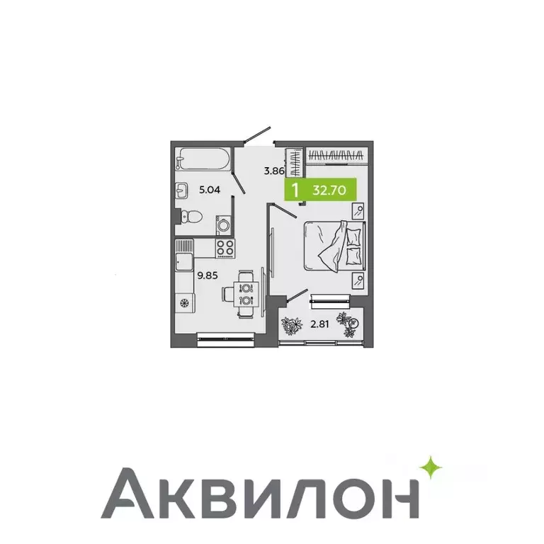 1-к кв. Архангельская область, Северодвинск Аквилон Севен жилой ... - Фото 0