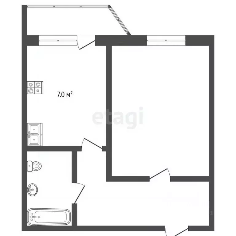 1-к кв. Ямало-Ненецкий АО, Новый Уренгой Сибирская ул., 81 (33.7 м) - Фото 2