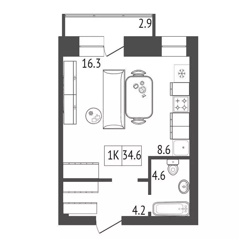 Продаётся квартира-студия, 34.4 м - Фото 0
