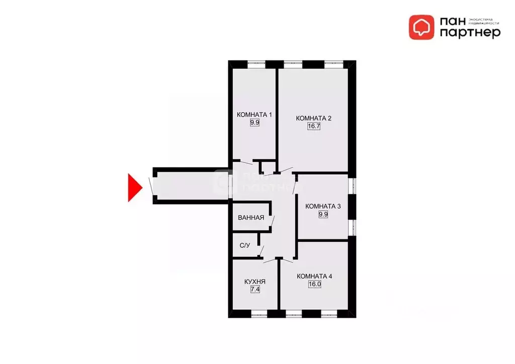 4-к кв. Санкт-Петербург Полтавская ул., 14 (83.0 м) - Фото 2