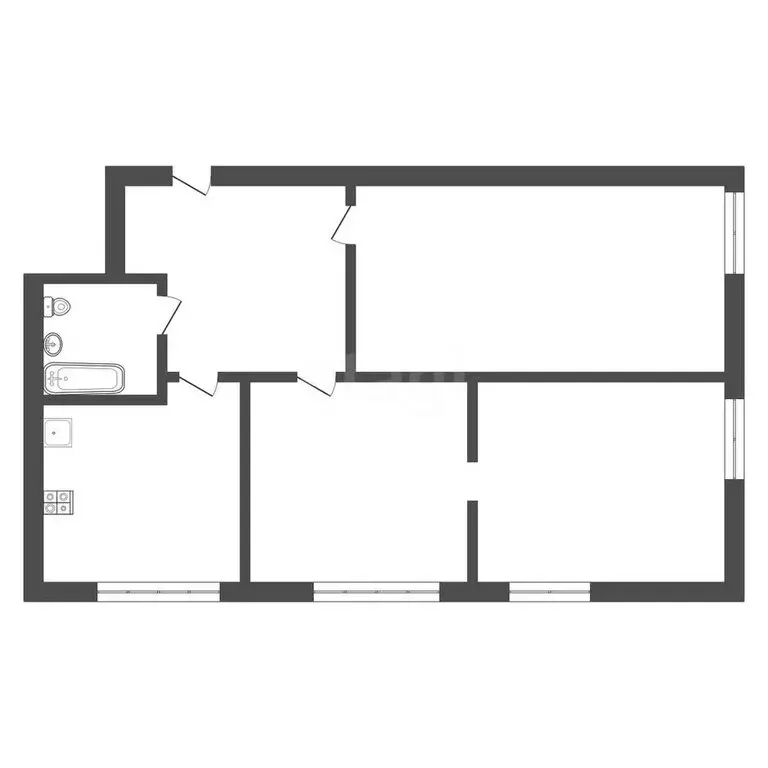 3-комнатная квартира: Дубовка, переулок Куйбышева, 10 (60.2 м) - Фото 1