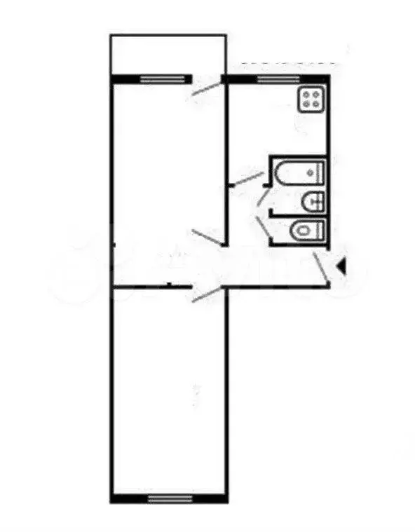 2-к. квартира, 43,8 м, 4/5 эт. - Фото 0